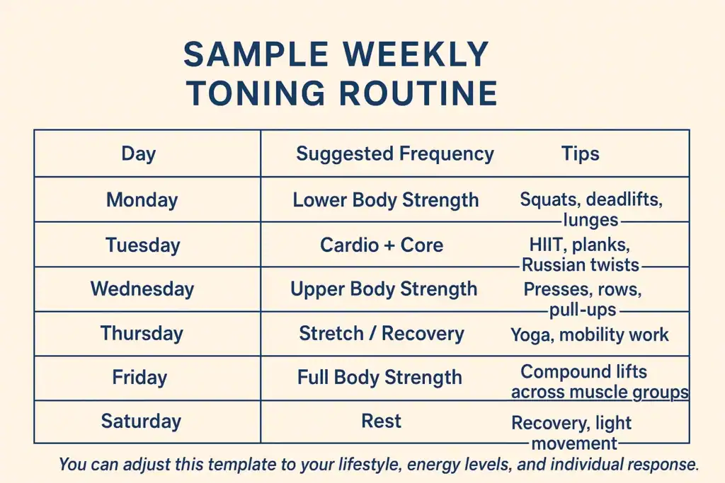 Achieving the Perfect Tone: How Often Should You Exercise for Results? 4 Weekly exercise Brentwood plan graphic