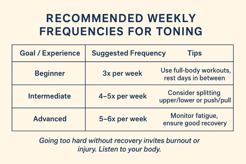 Achieving the Perfect Tone: How Often Should You Exercise for Results? 2 Graphic to show how often you should do exercise to help with toning Brentwood