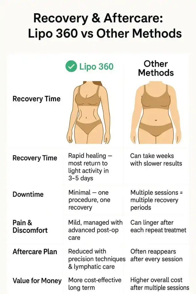 Recovery and Aftercare for Fat-Dissolving Surgery 2 Table to show fat dissolving injection aftercare Brentwood