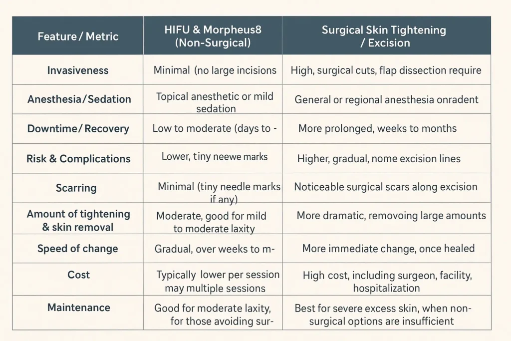 The Science of Skin Tightening 2 Table of skin tightening Brentwood benefits compared to surgical options